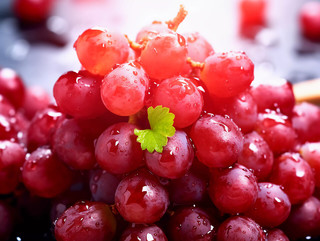 水果特写风格明亮水珠红提葡萄场景